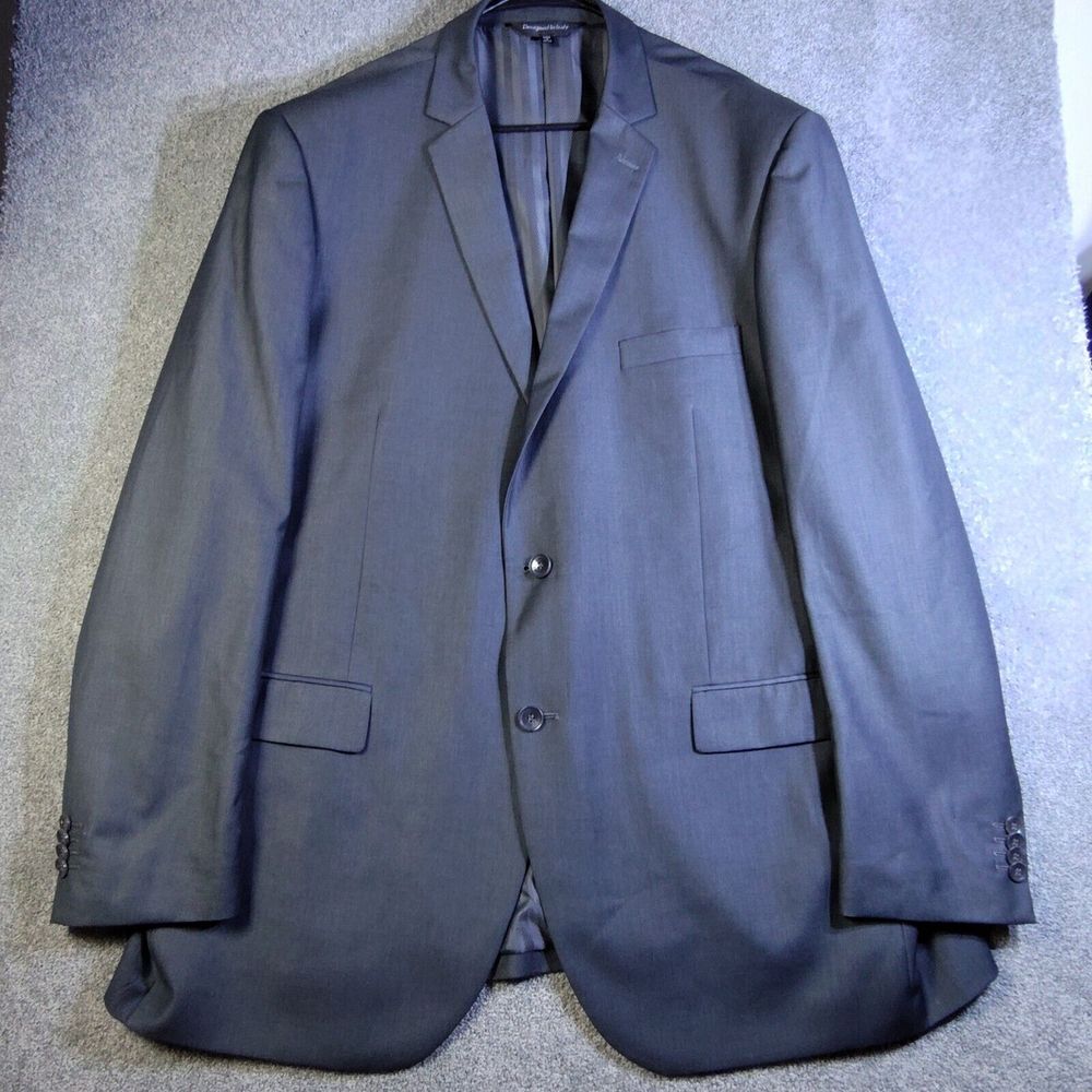 Bocaccio Uomo Mens 50L Charcoal Gray Polyester 2 Button Business Suit Jacket